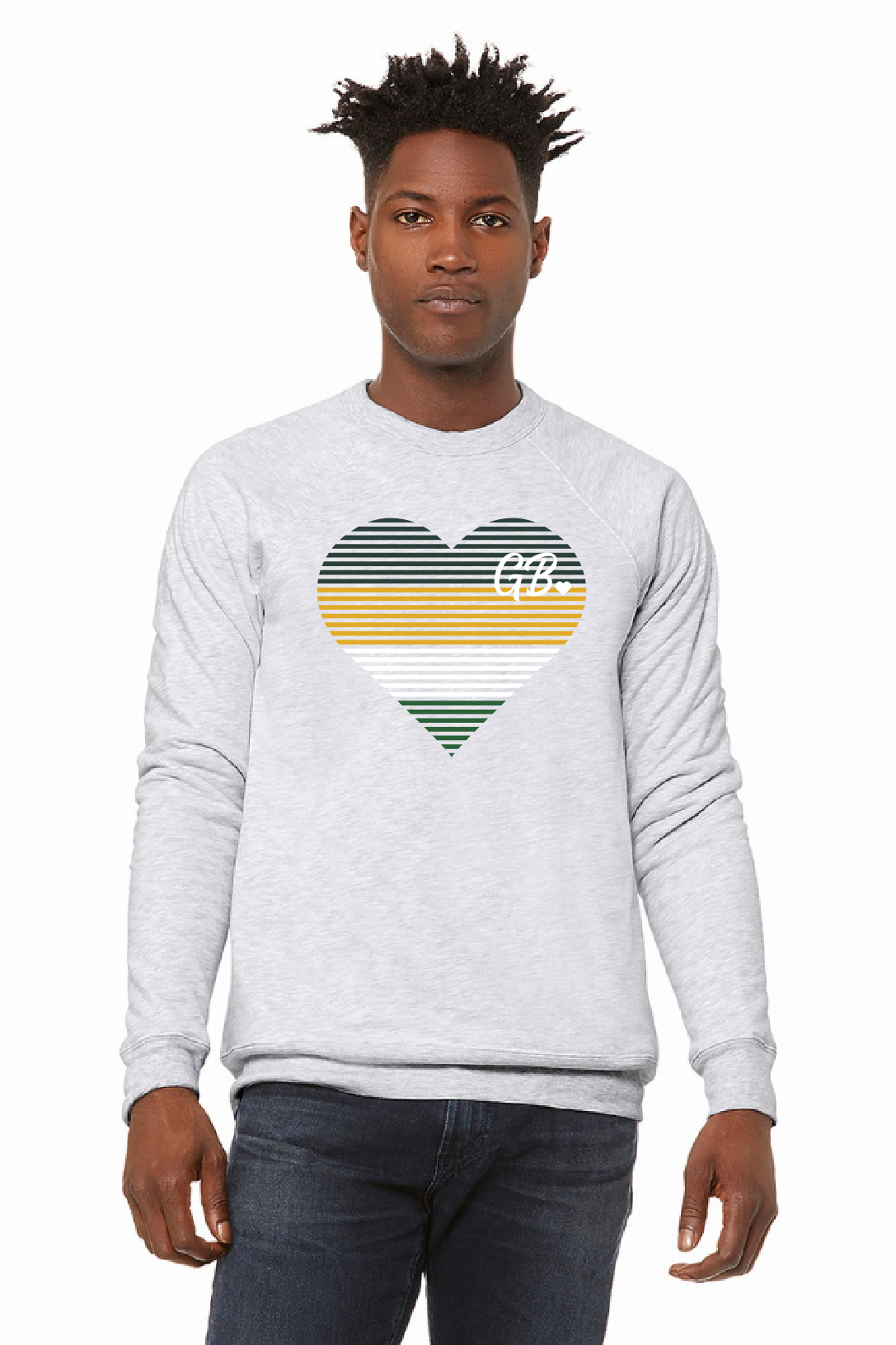 GB Striped Heart Bella Canvas Crew ~ 2 Colors