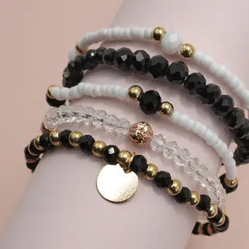 Black Multilayer Beaded Bracelet Set
