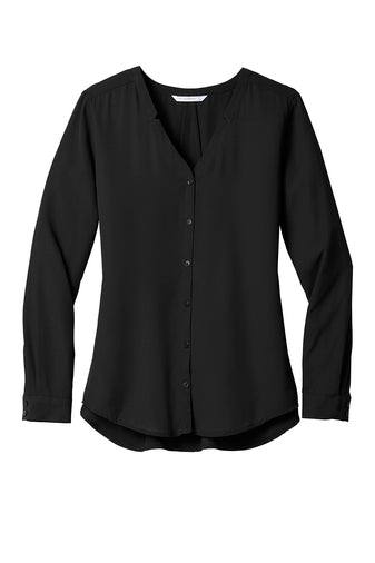 Port Authority Long Sleeve Button Front Blouse ~ Ladies