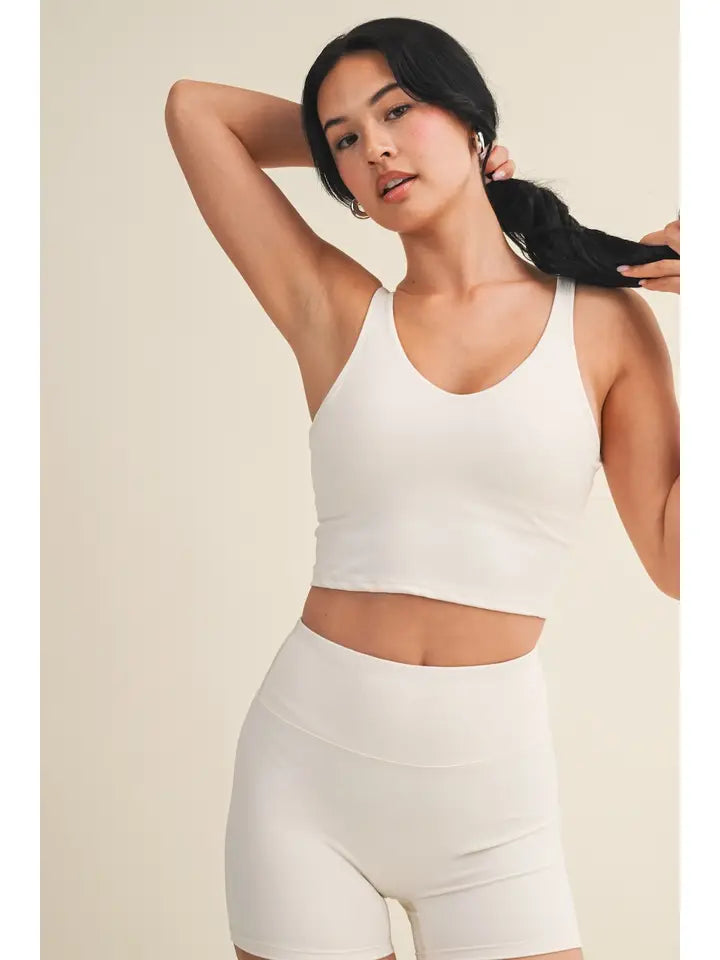 Cream Aligned Performance Crop Top