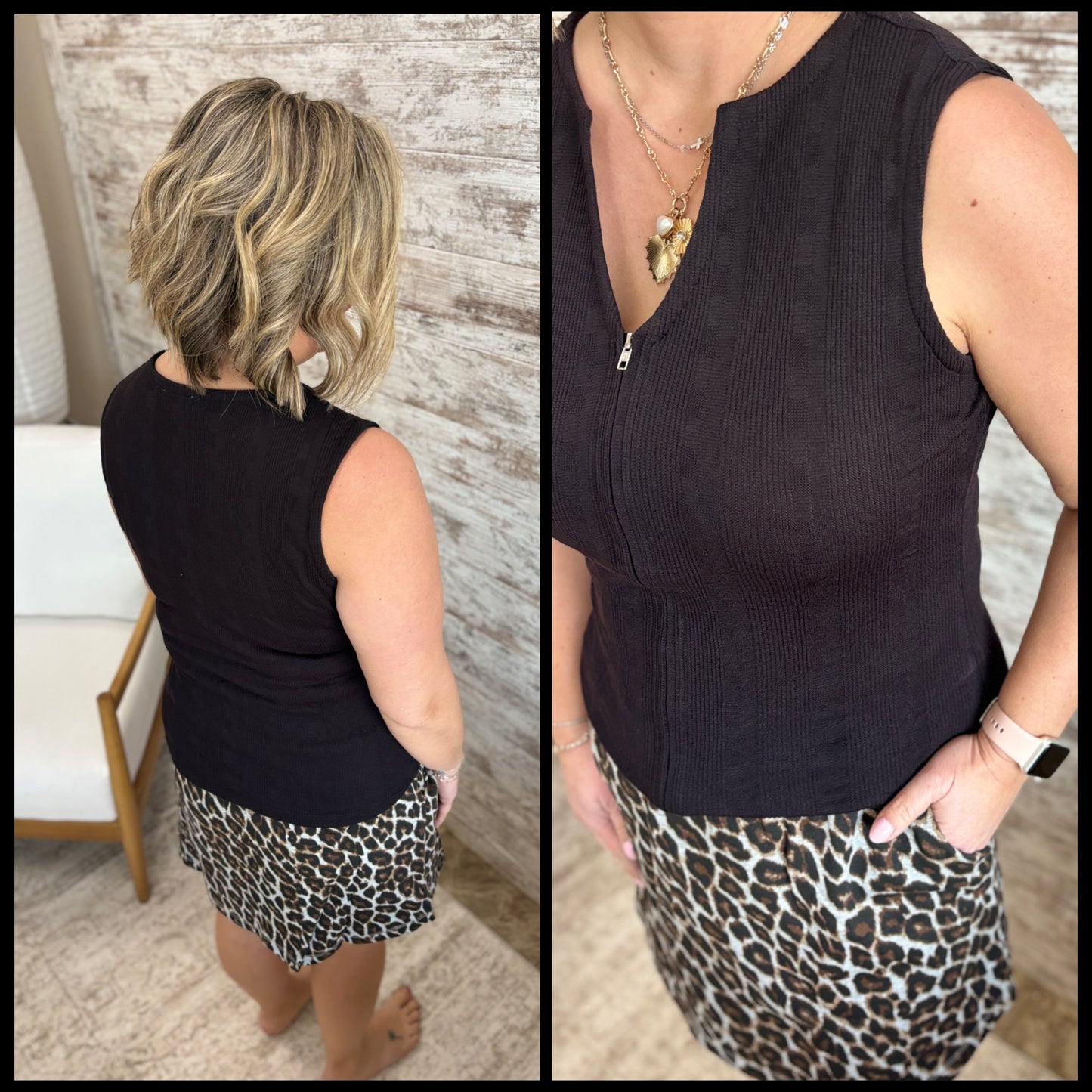 Black Zipper Front Tank