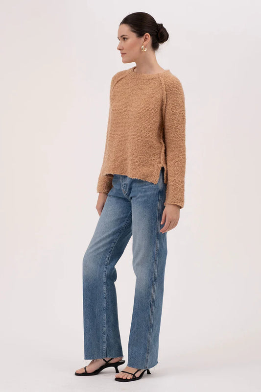 Camel Exposed Seam Chunky Knit Sweater