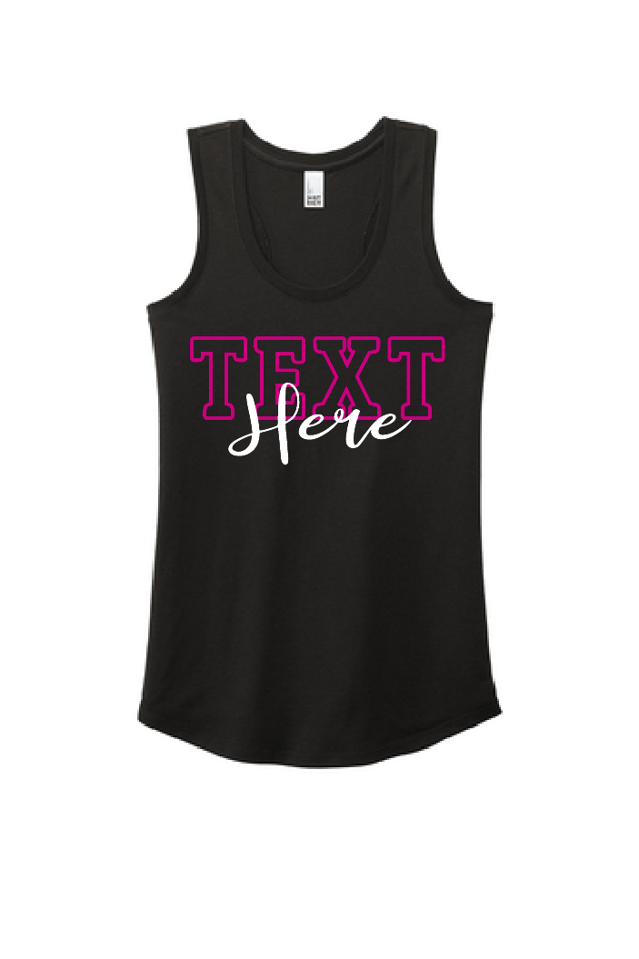 Custom Two Word District Ladies Racer Tank~ 5 Color Choices