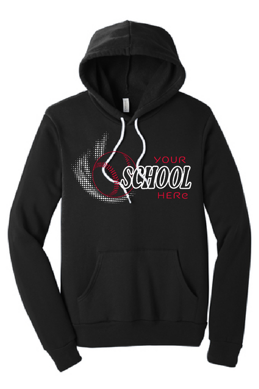 Custom Three Word Baseball/Softball Bella Hoodie~ 3 Color Choices