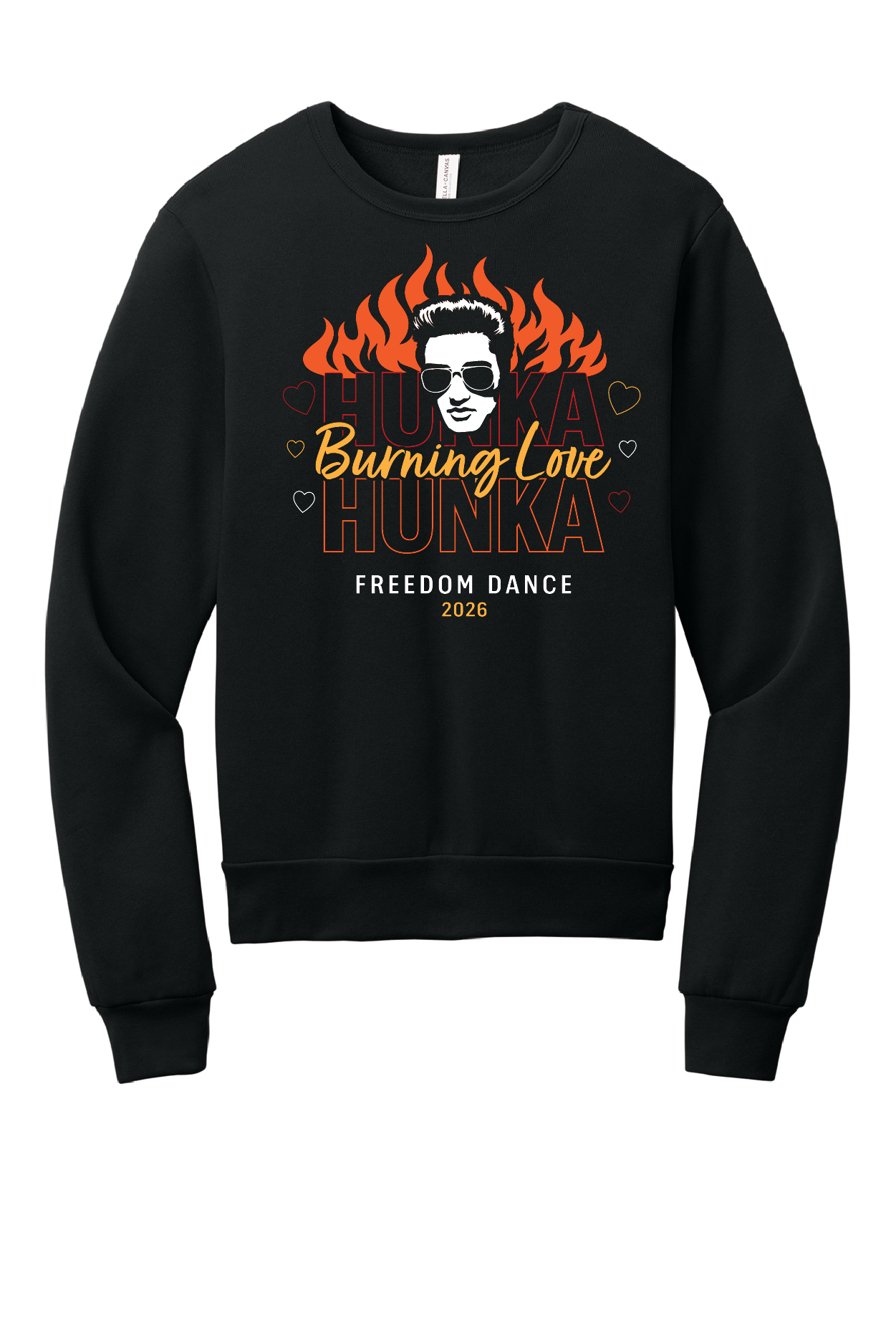 Freedom Dance Elvis Bella Canvas Black Crew Neck ~ Front and Back Design