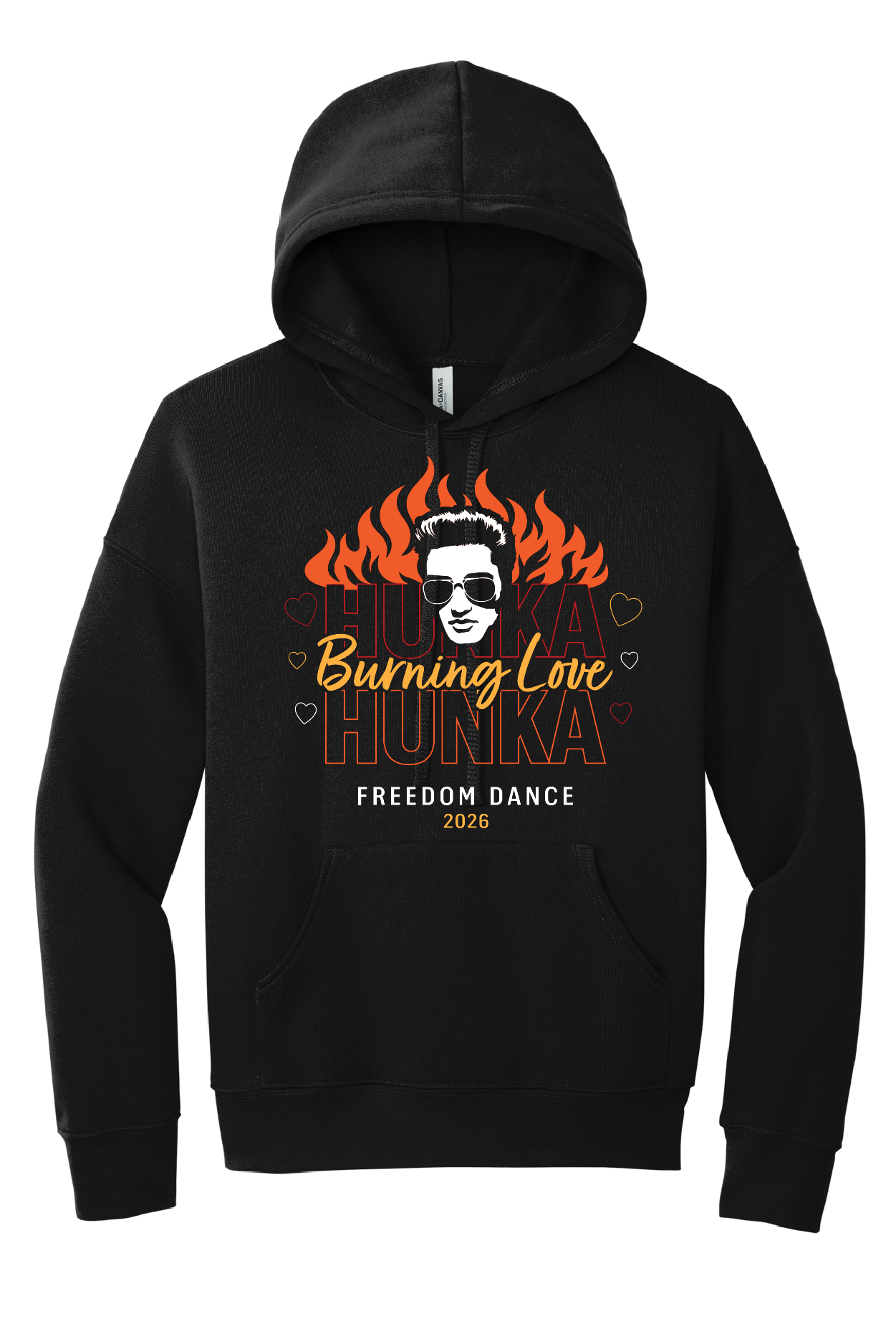 Freedom Dance Elvis Bella Canvas Black Sponge Hoodie~ Front and Back Design