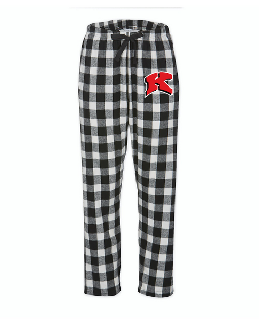 Sunrise Elementary Black Buffalo Plaid Flannel Pants~ Ladies