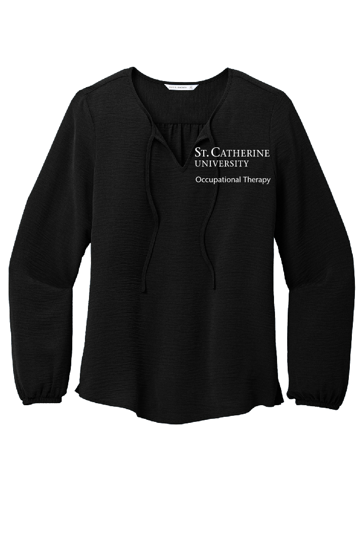 Port Authority® Women's Textured Crepe Black Blouse ~ Ladies
