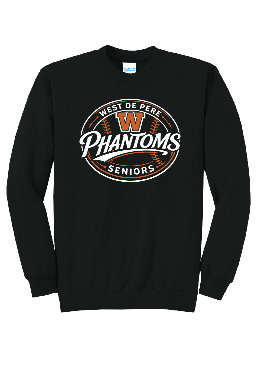 West DePere Senior Baseball Port & Company Black Crew ~ Adult