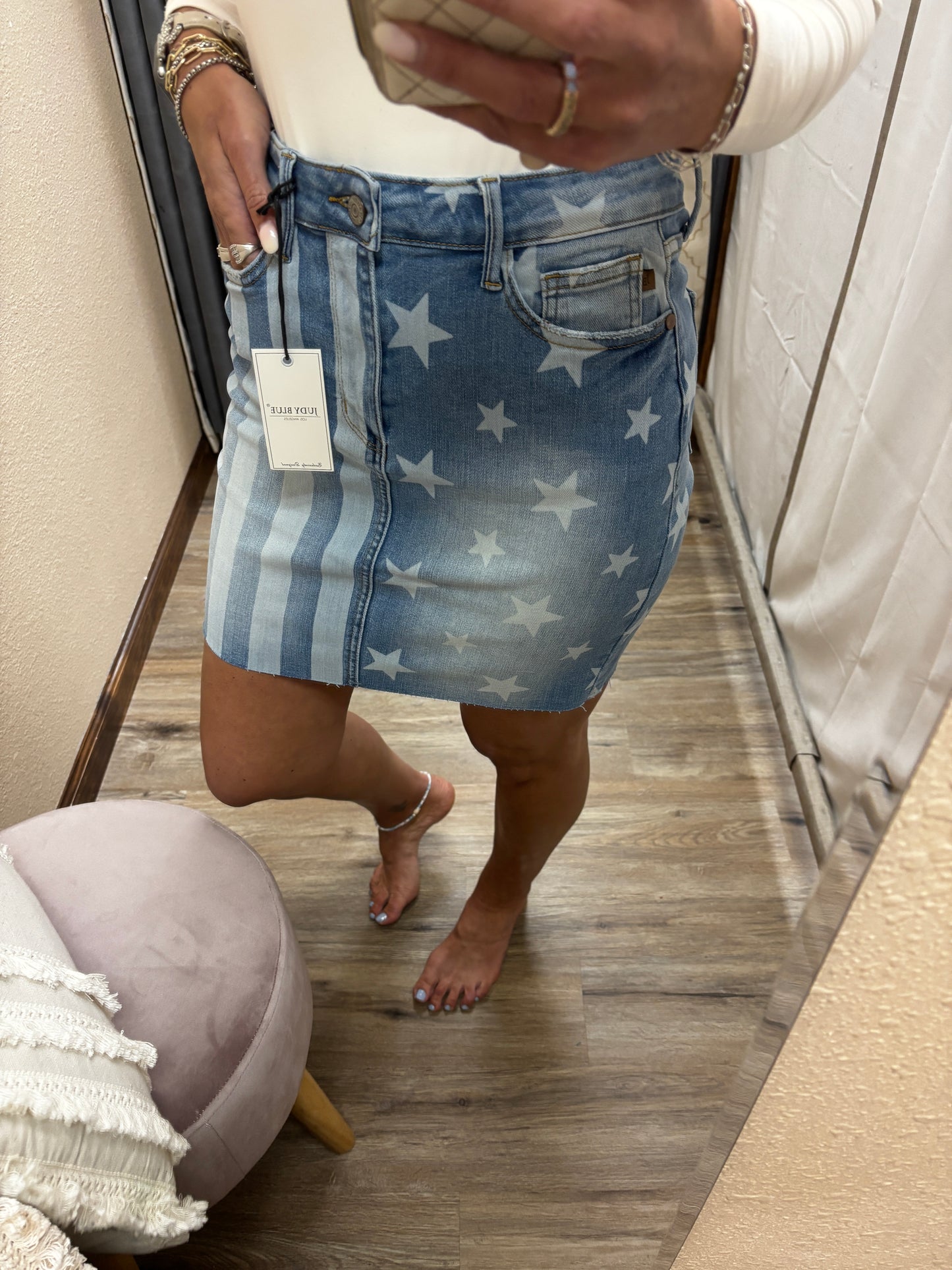 Judy Blue Star and Stripe Denim Skirt