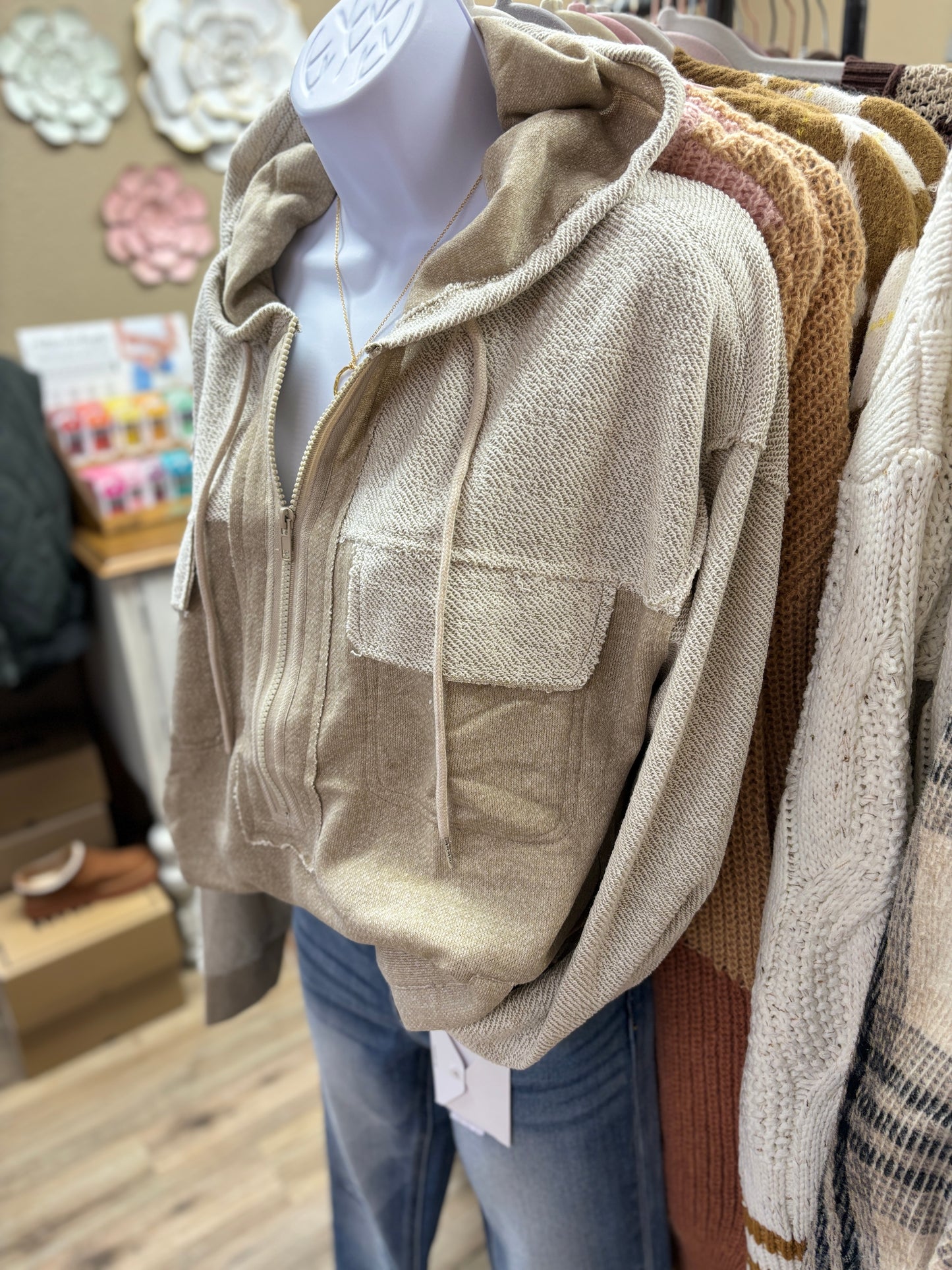 Taupe French Terry Zip Hoodie