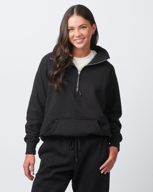 FVL Junior Cheer Glitter Enza Ladies Black 1/4 Zip ~ Ladies & Youth