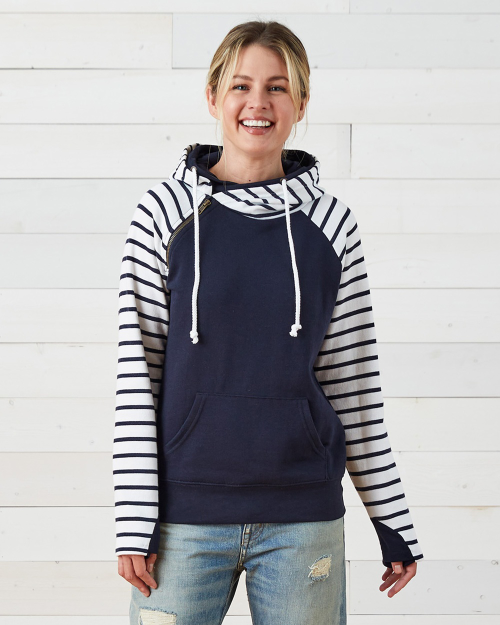 Little Chute Navy Enza Double Zipper Hoodie~ Ladies