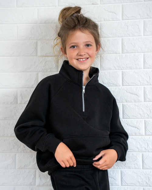 FVL Junior Cheer Glitter Enza Ladies Black 1/4 Zip ~ Ladies & Youth