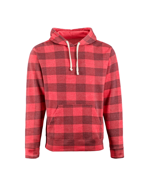 Be Merry Puff Buffalo Plaid Tri Blend Hoodie