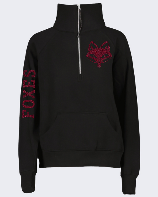 FVL Junior Cheer Glitter Enza Ladies Black 1/4 Zip ~ Ladies & Youth