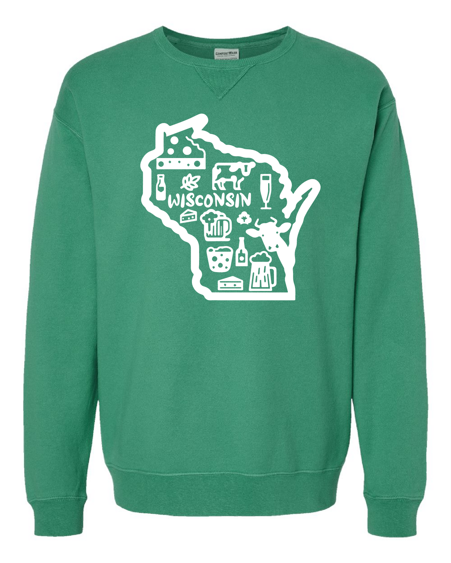 Wisconsin State Comfort Wash Crew ~ 4 Colors