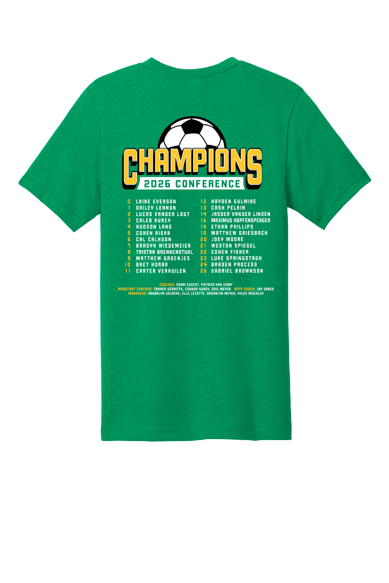 Freedom Irish Boys Soccer Conference Champs Kelly Green Bella Canvas Tee~ Unisex and Youth