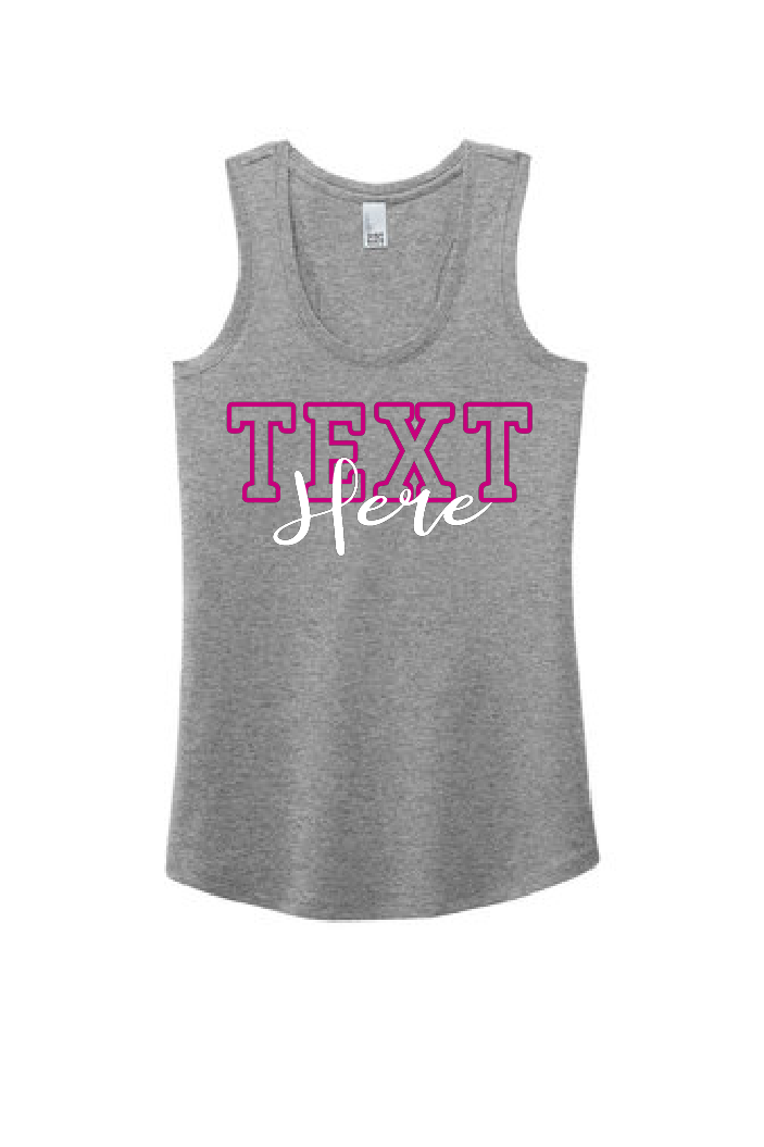 Custom Two Word District Ladies Racer Tank~ 5 Color Choices