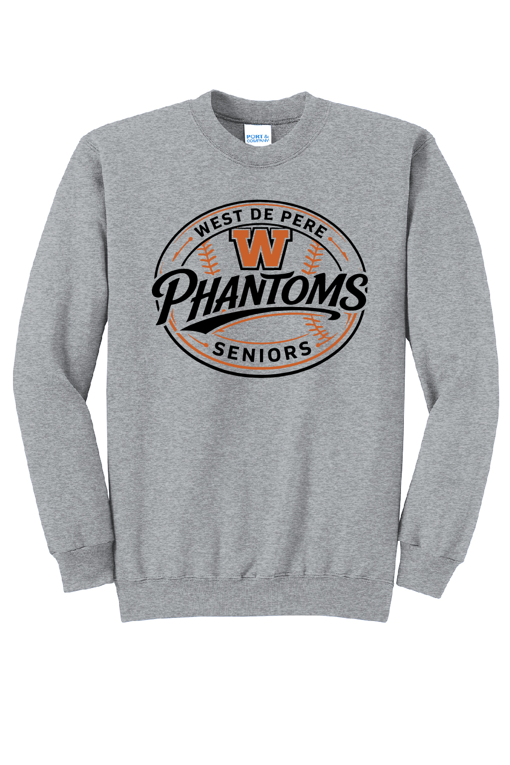 West DePere Senior Baseball Port & Company Athletic Grey Crew ~ Adult