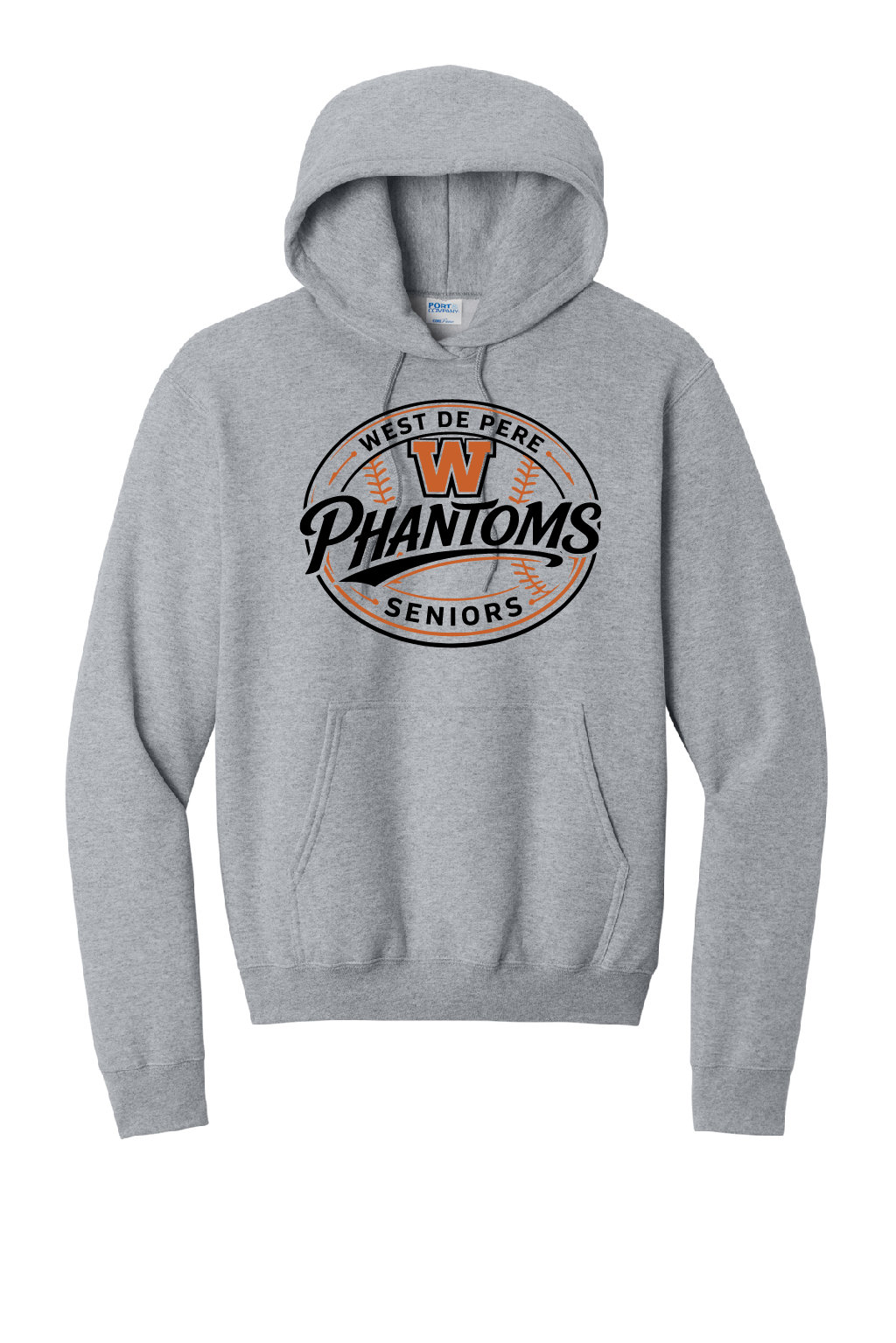West DePere Senior Baseball Port & Company Athletic Grey Hoodie ~ Adult