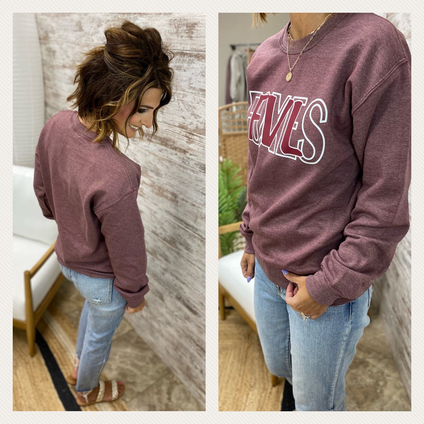 FVL Heathered Maroon  Crewneck