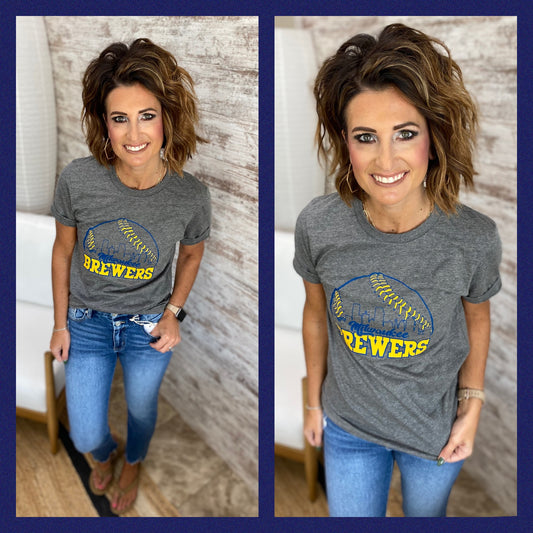 Milwaukee Brewer Bella Canvas Deep Grey Tee