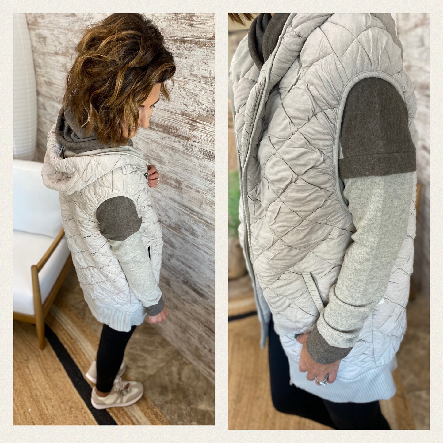 Taupe Oversized Quilted Vest
