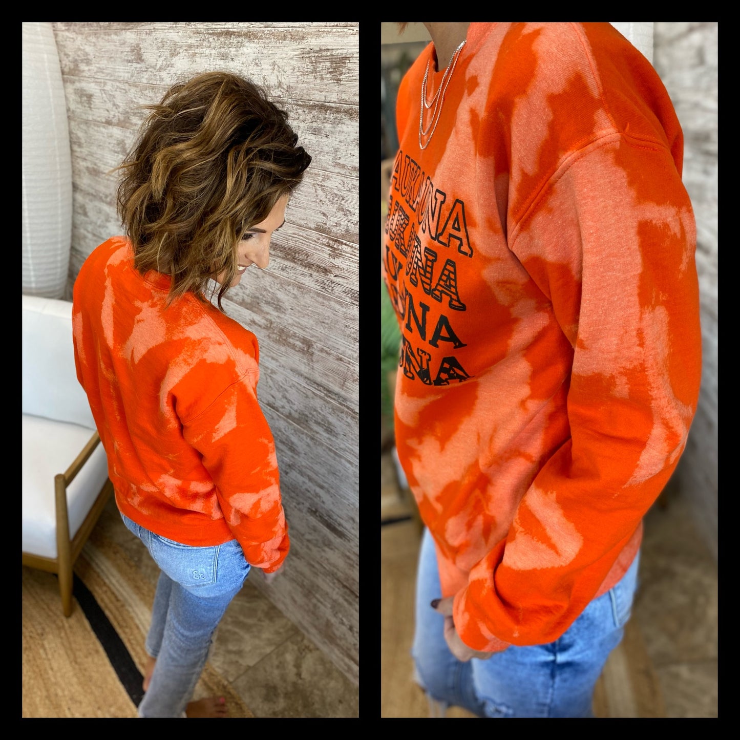 Kaukauna Orange Bleached Crewneck