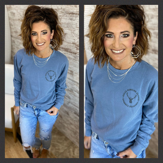 Goodbye Husband Hunting Crewneck~ Blue Jean