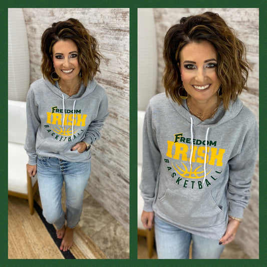 Freedom Irish Basketball Bella Grey Hoodie ~ Adult and Youth