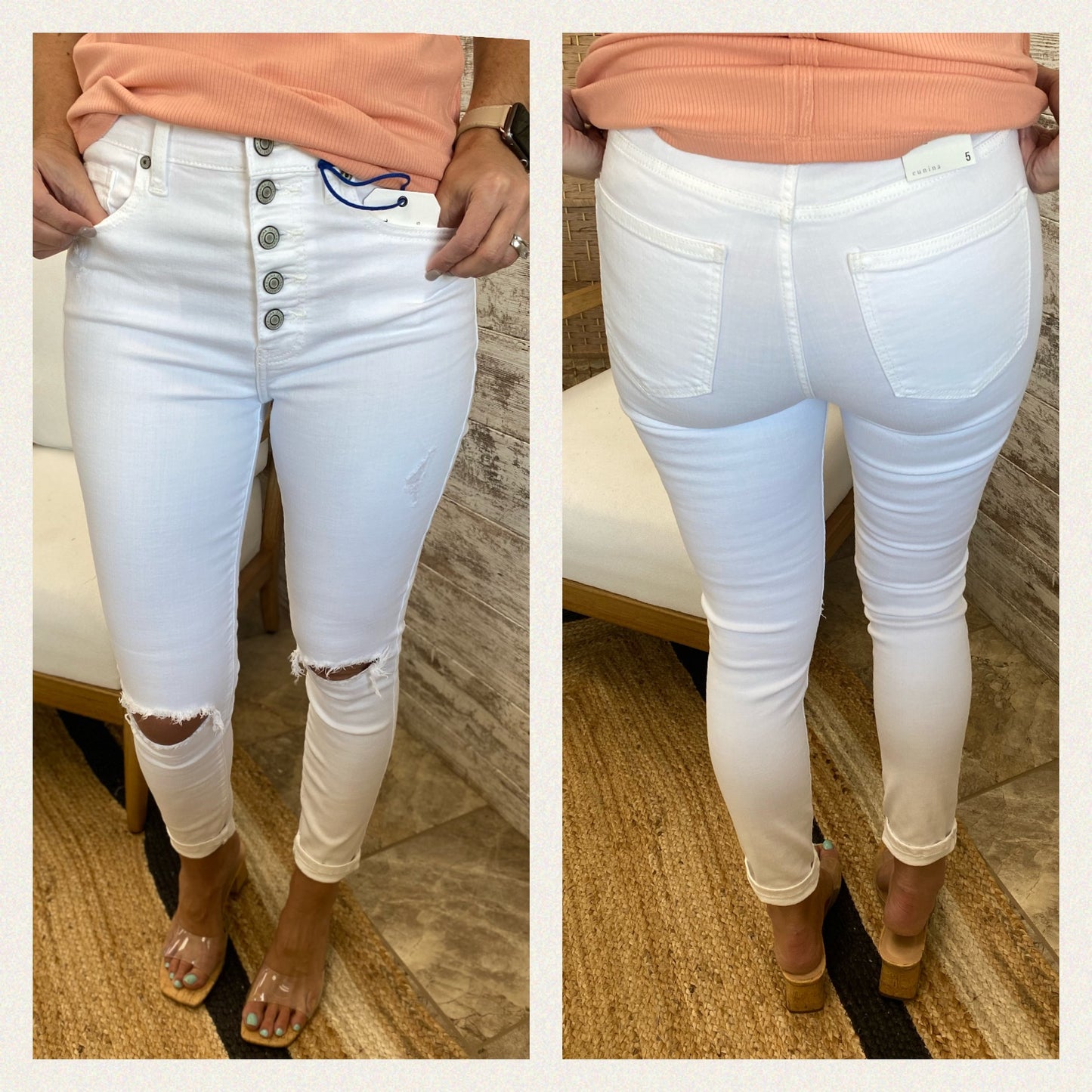 Eunina White High Rise Skinny Jean E62055PHA