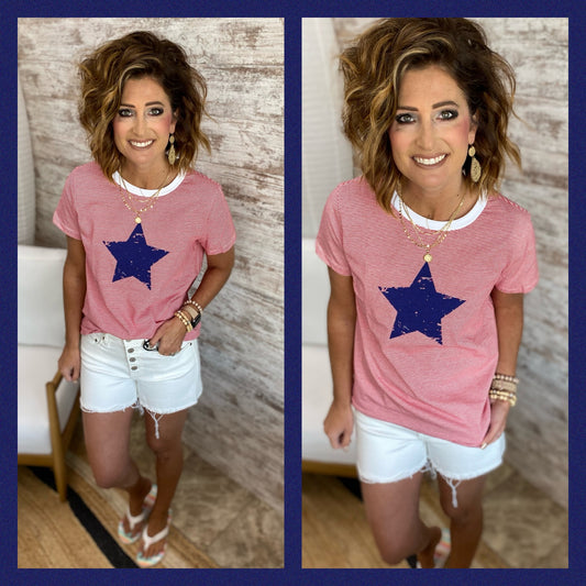 4th of July Striped Star T Shirt