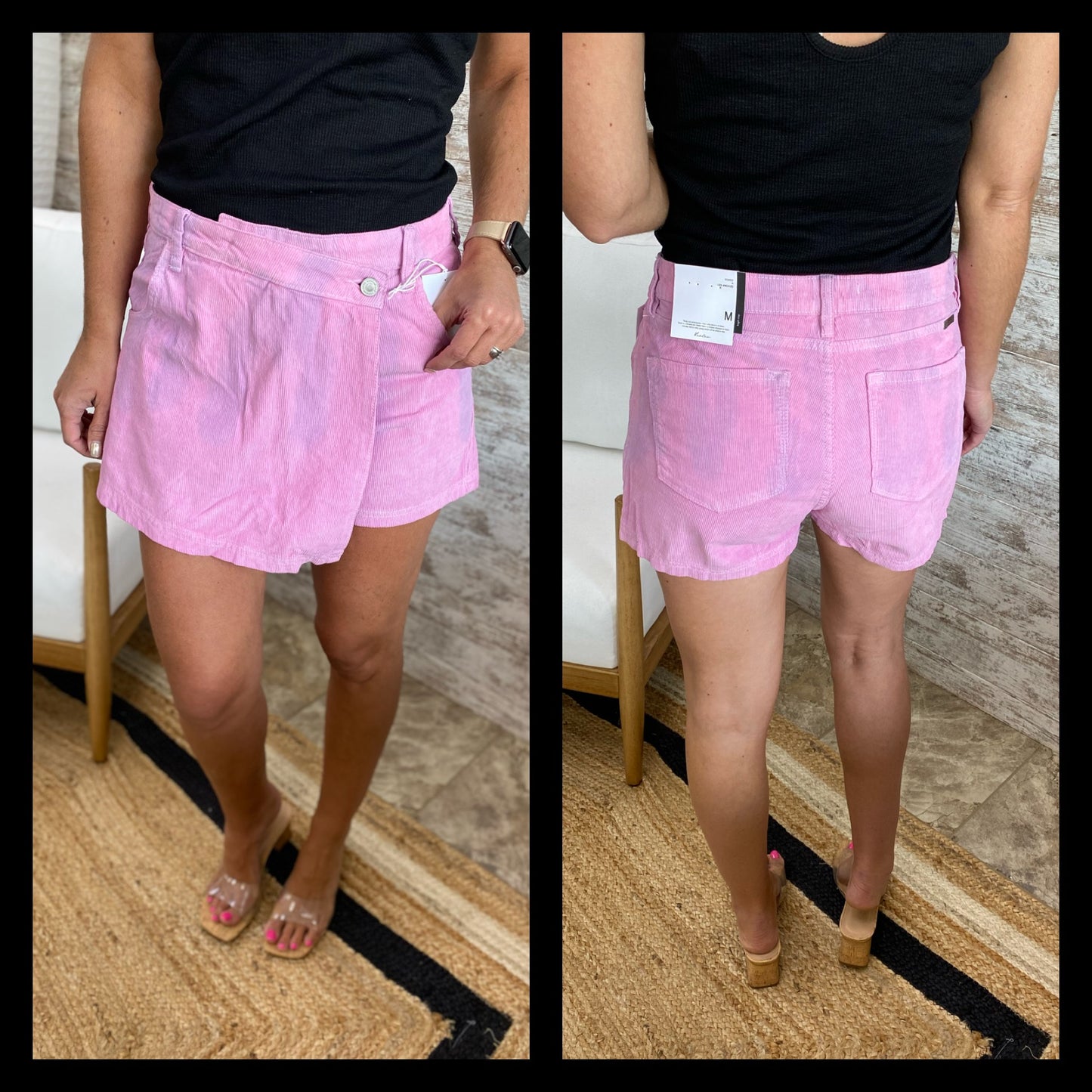 PINK DYE HIGH RISE SKORT-KC7966PP