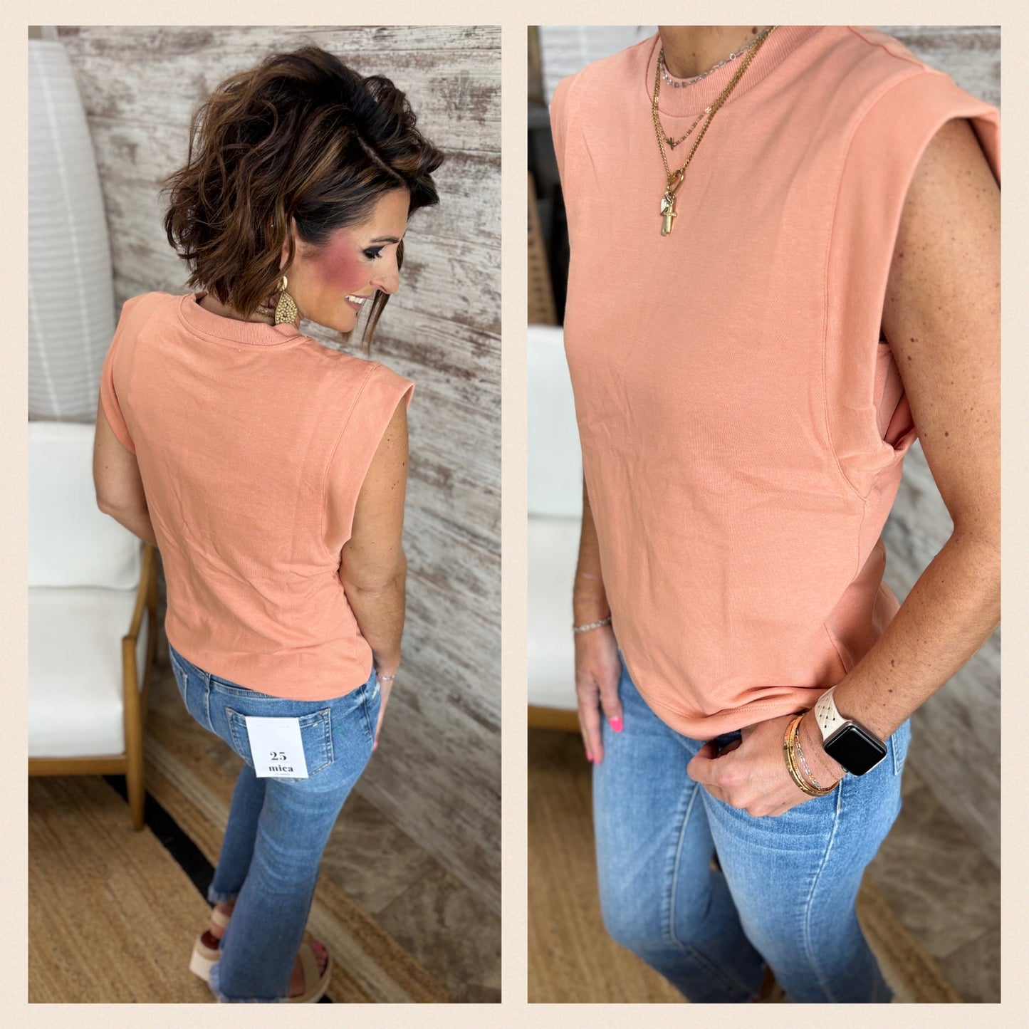 Papaya French Terry Crew Tank