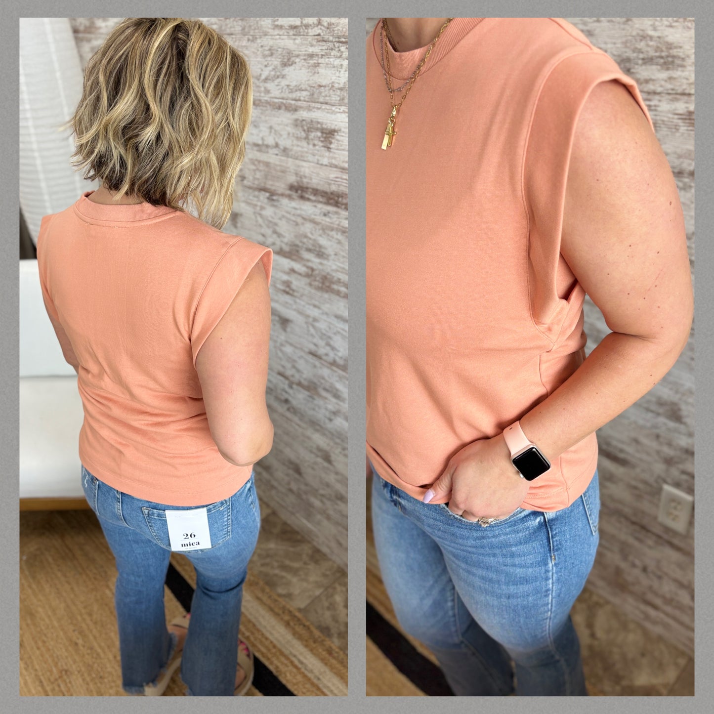Papaya French Terry Crew Tank