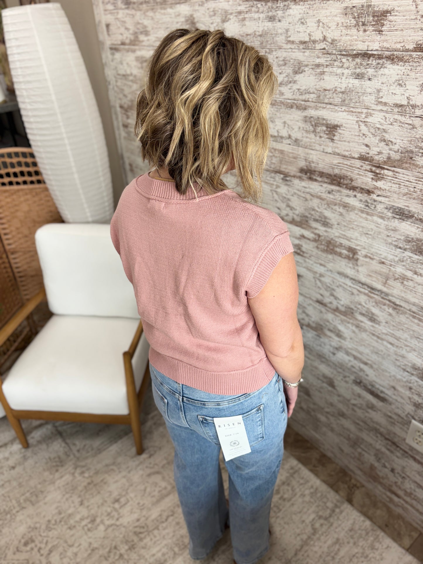 Light Mauve Ribbed Trim Cardigan **Restocked**