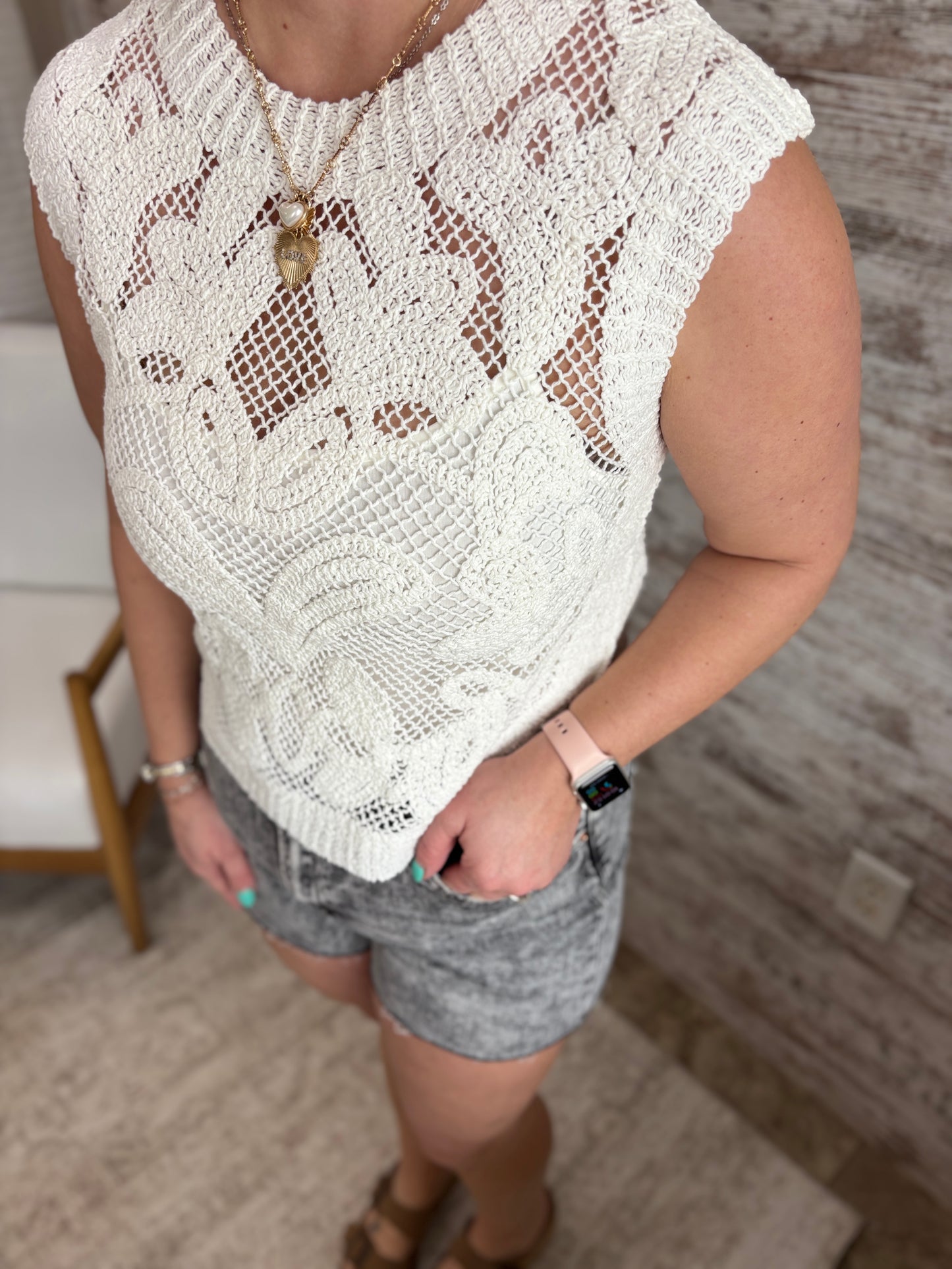 White Crochet Tank