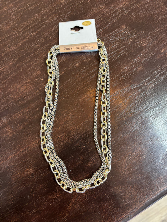 Two Tone Assorted Layered Chains Necklace **RESTOCKED**