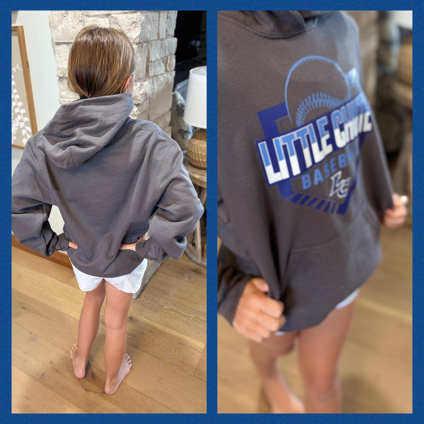 Little Chute Baseball YOUTH Charcoal Port & Company Hoodie