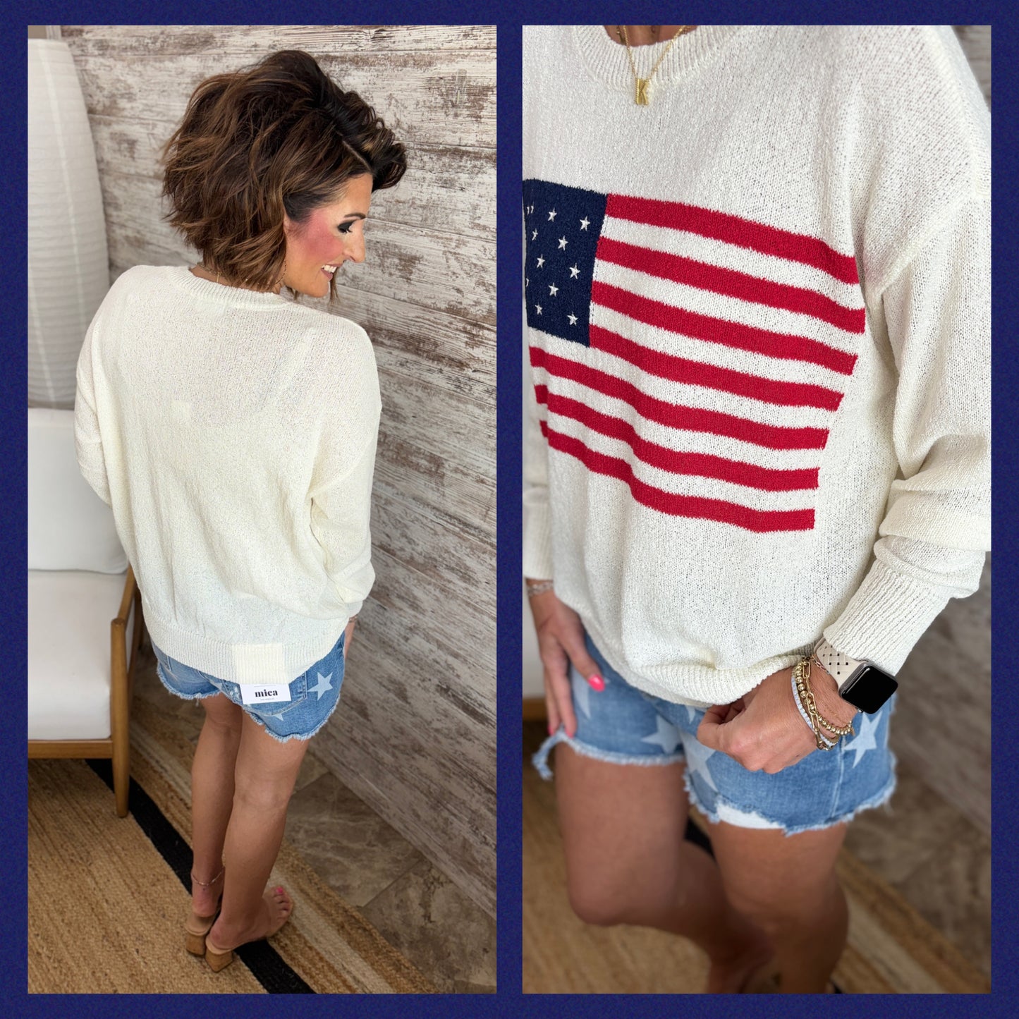 Ivory American Flag Sweater