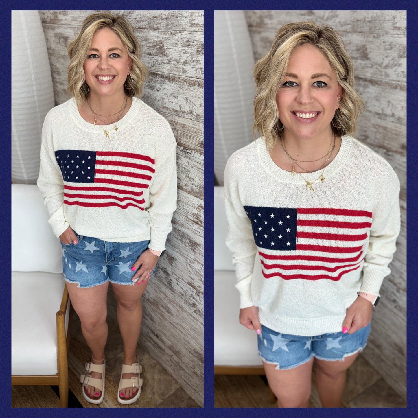 Ivory American Flag Sweater