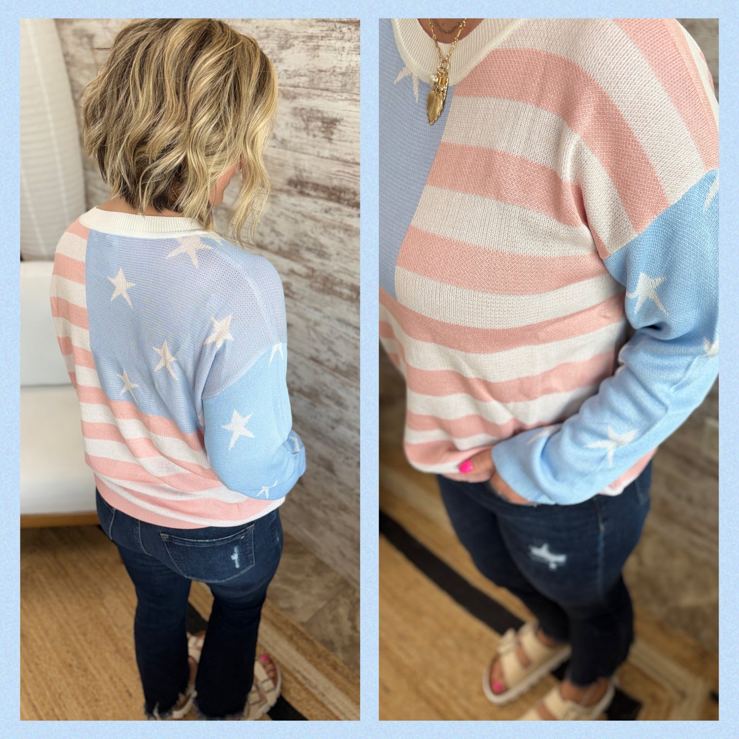 Color Block USA Knit Sweater