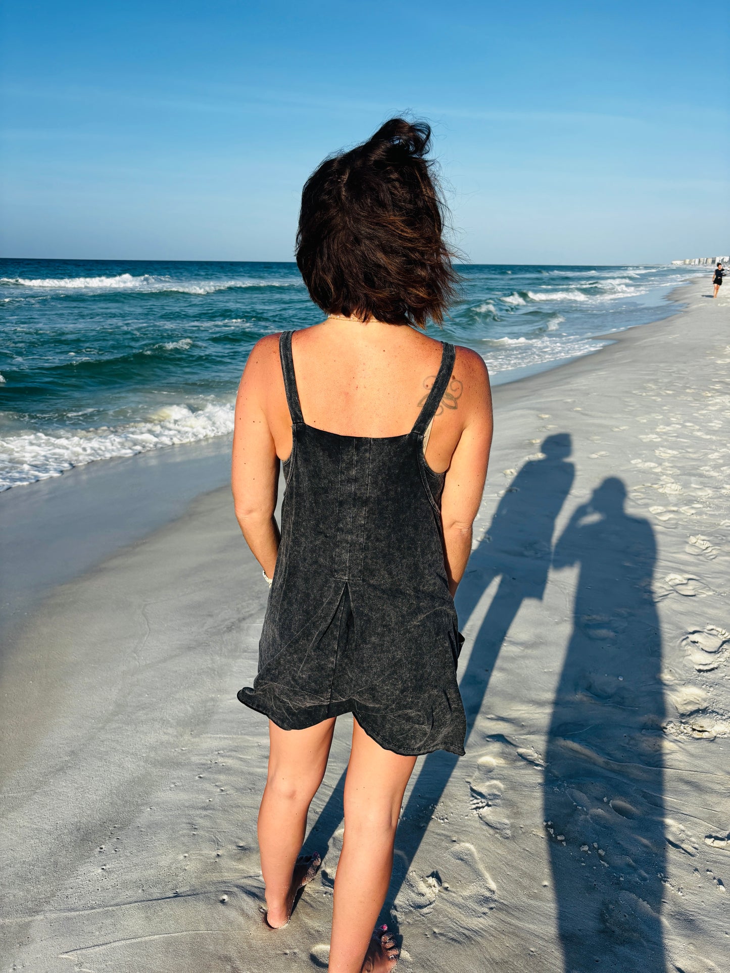 Black Mineral Wash Mini Dress with Shorts