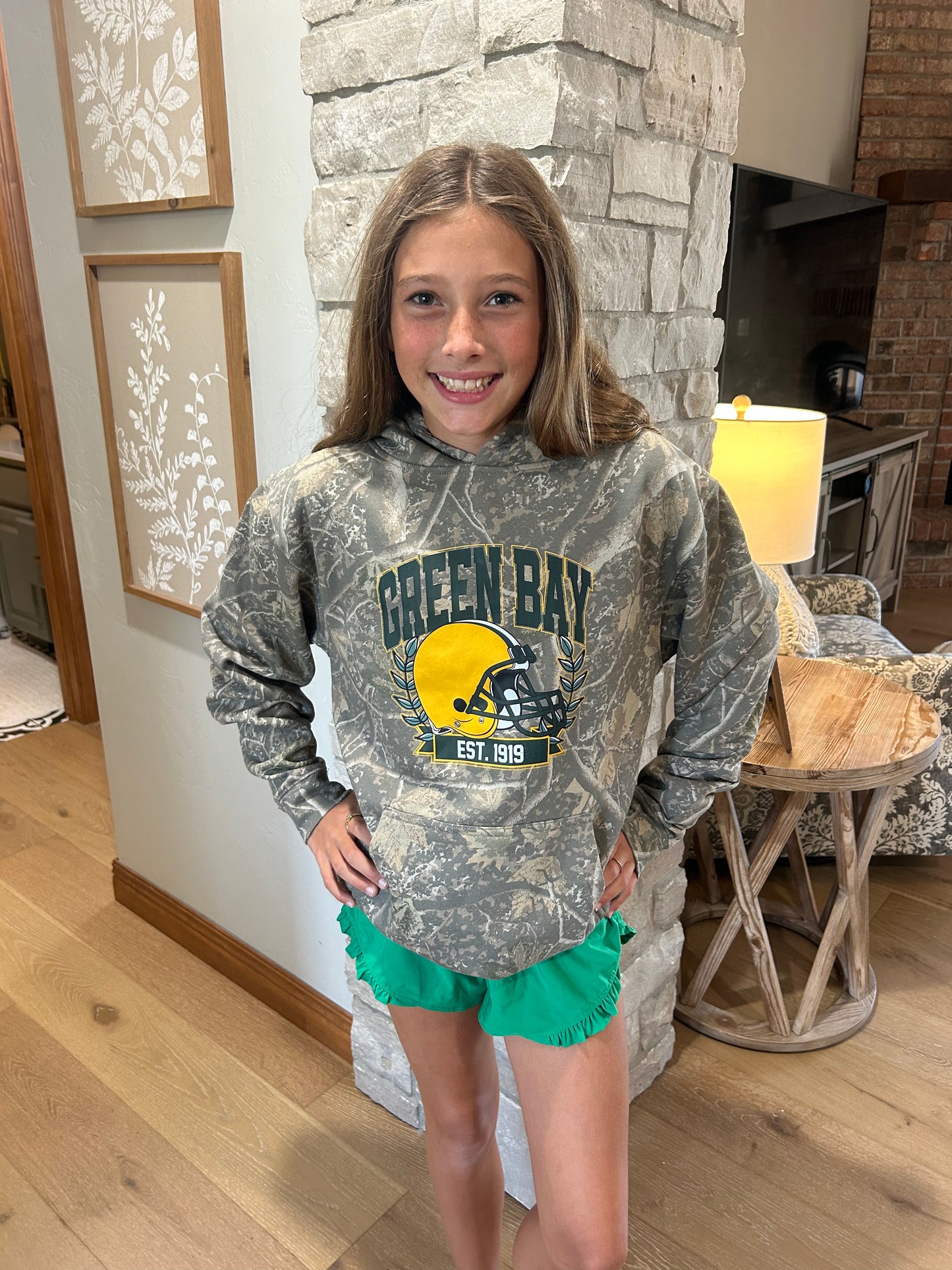Packers Football  Deadwood Camo Independent Trading Youth Hoodie ~