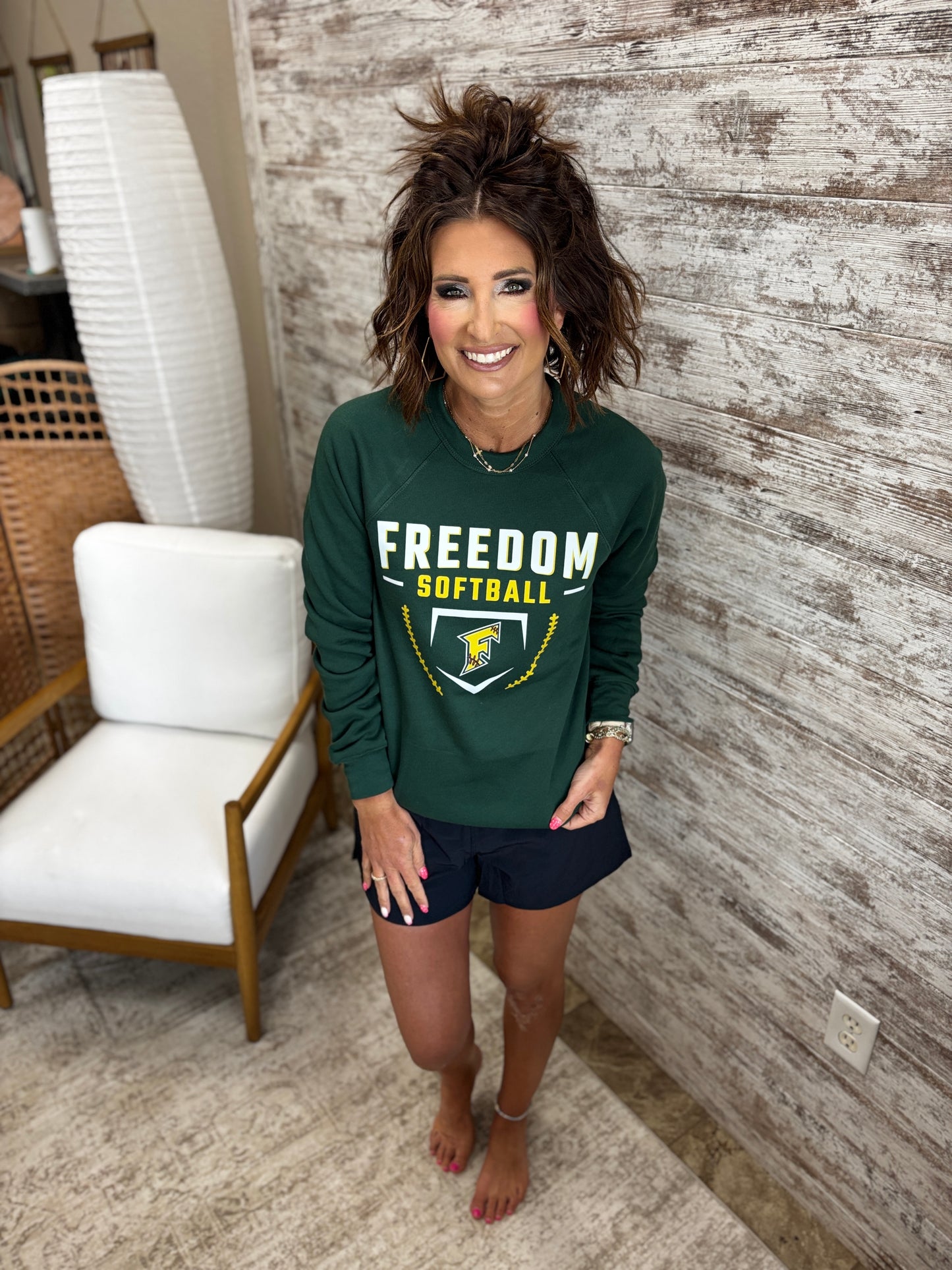 Freedom Softball Bella Canvas Forest Crewneck