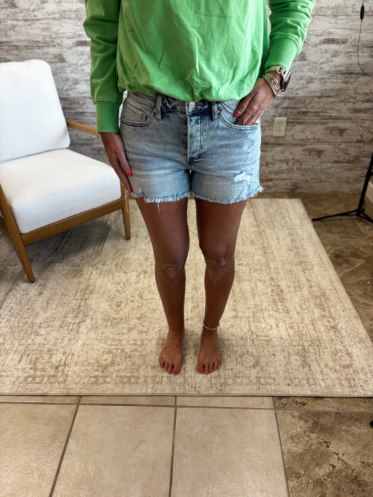 Mica Cool Blue High Rise Shorts MDP-H3069R **Restocked**