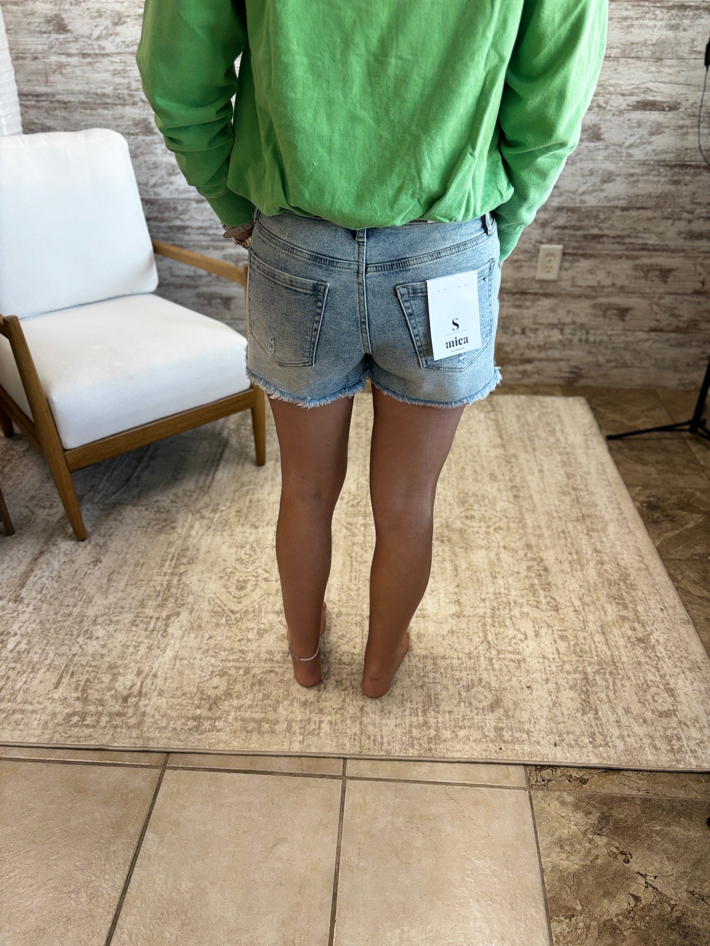 Mica Cool Blue High Rise Shorts MDP-H3069R **Restocked**