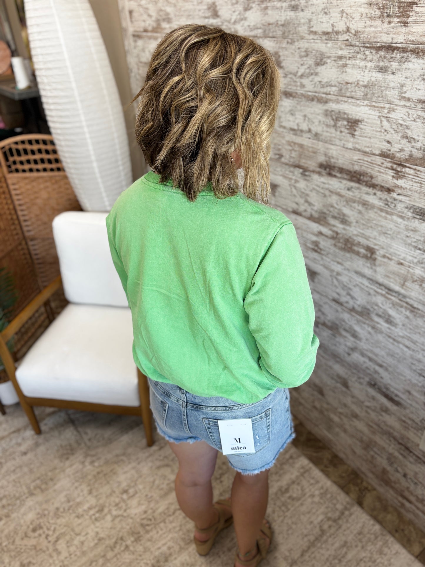 Green Pop Bubble Hem Pullover