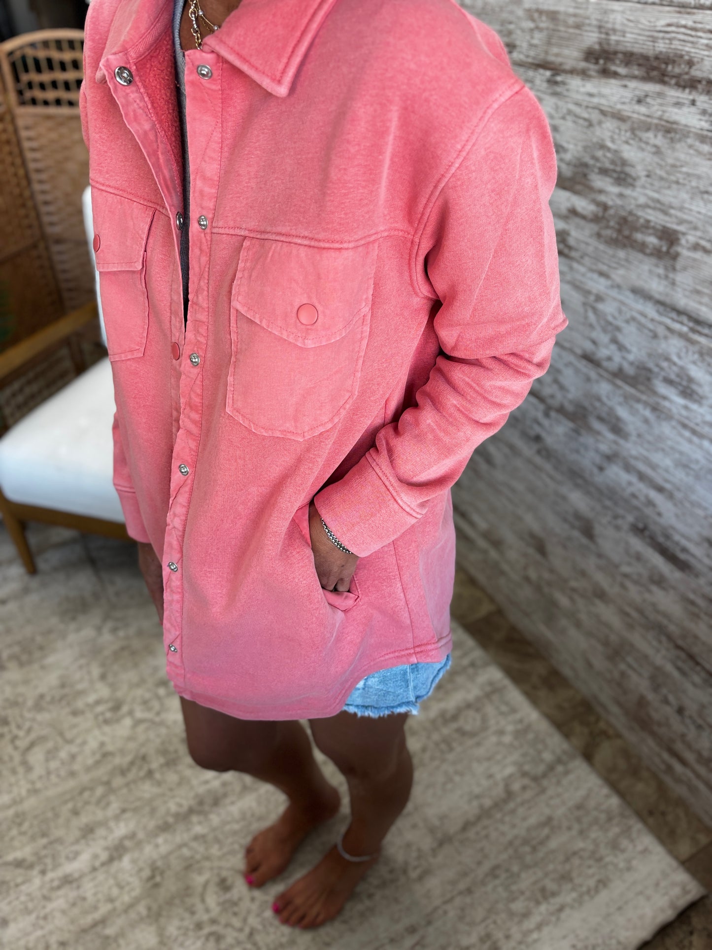 Blushed Brick Snap On Shacket *RESTOCKED*